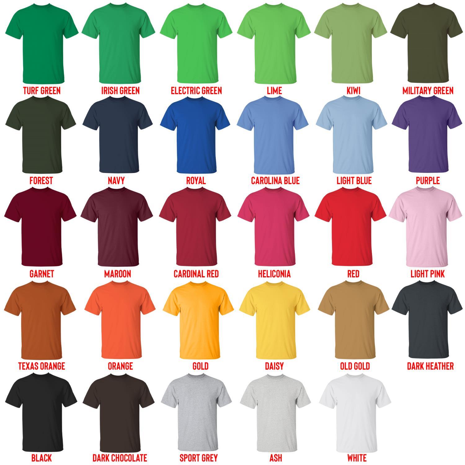 t shirt color chart - Baki Merchandise