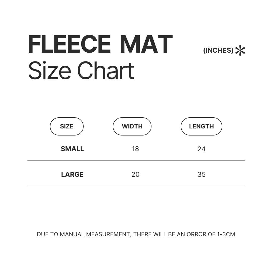Fleece Mat Size Chart - Baki Merchandise